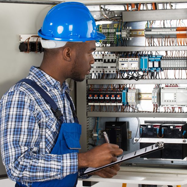 Qualified electrician working on site in Cape Town